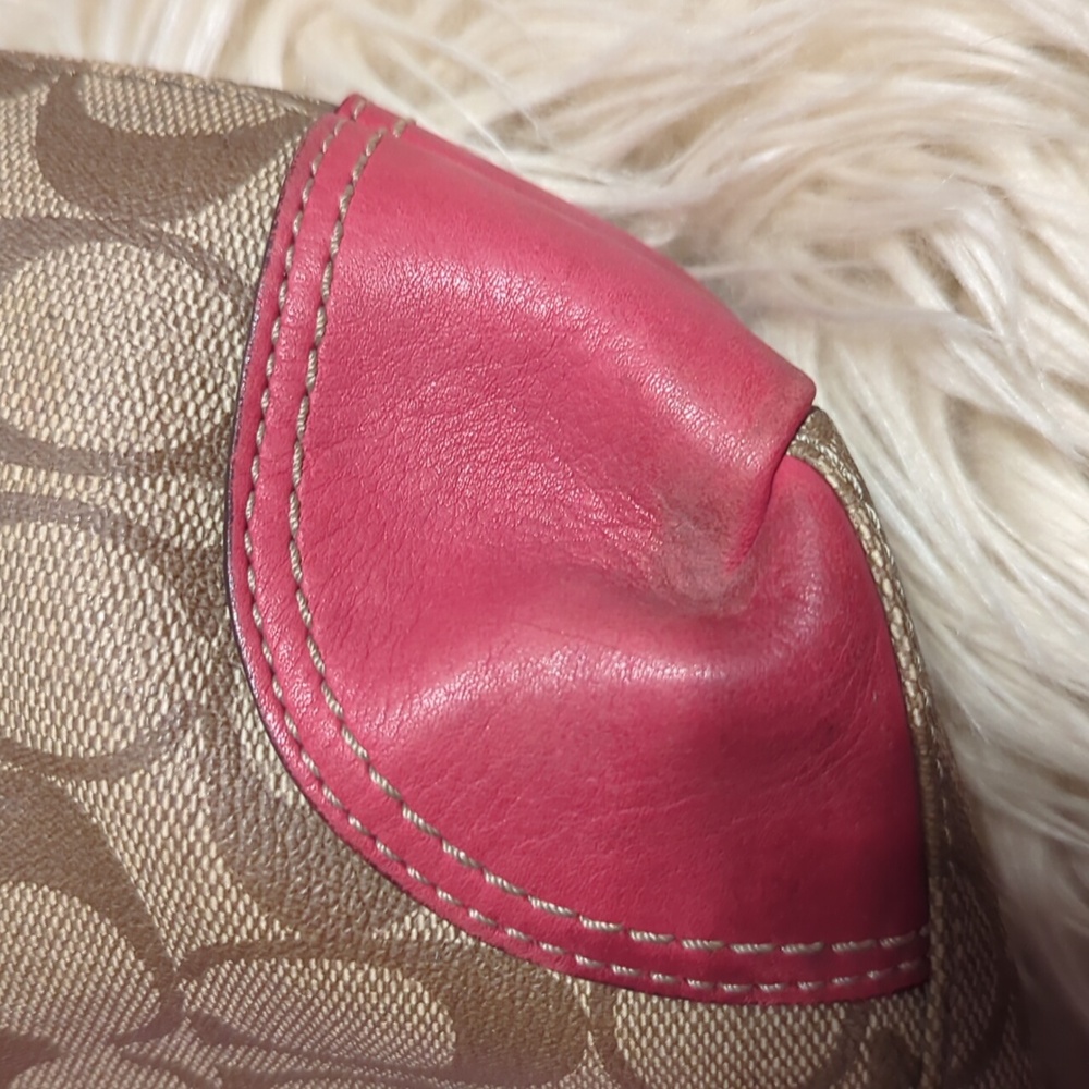 Coach Signature Canvas Tote Bag - Pink and Tan - Picture 13 of 16